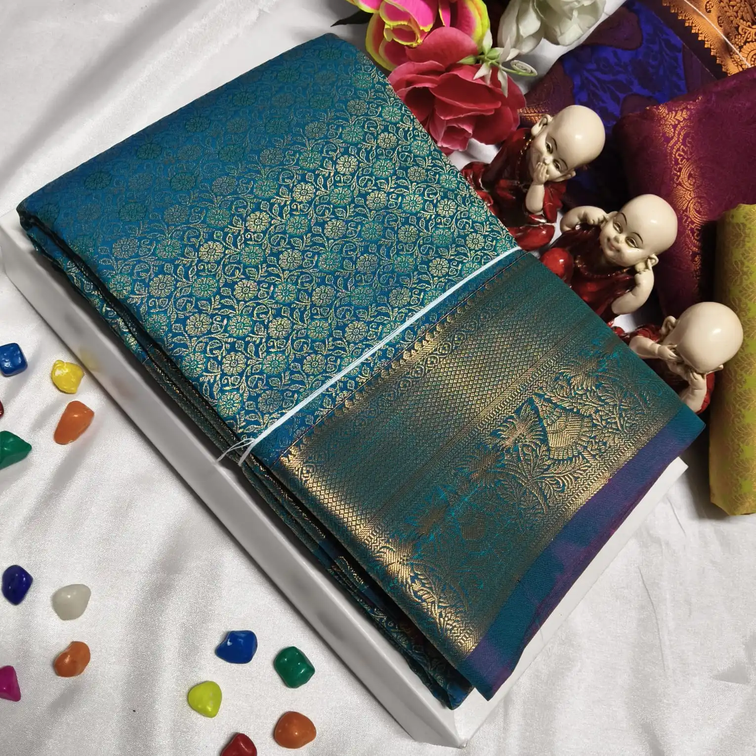 Vastharakala Allover Floral Brocade Soft Silk Saree